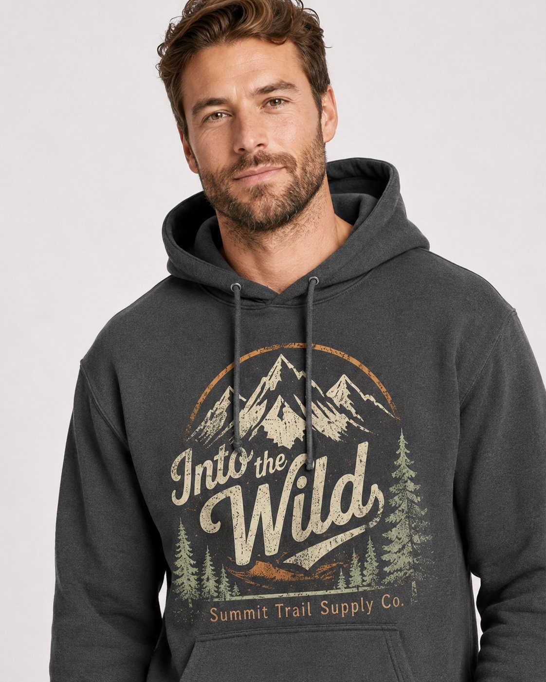 Into the Wild Summit Men's Hoodie-Charcoal-2