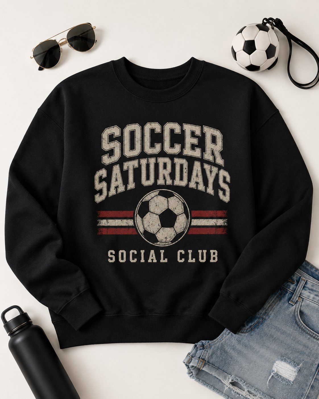 Soccer Saturdays Social Club Women's Sweatshirt-Black-4