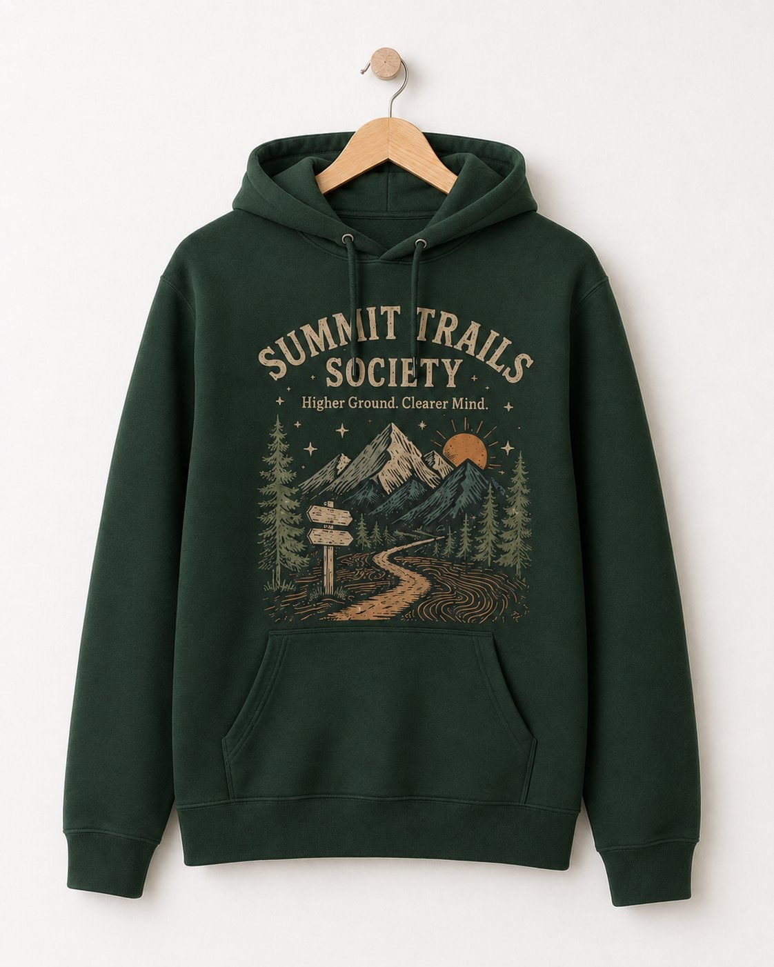 Summit Trails Society Unisex Hoodie-Forest Green-3