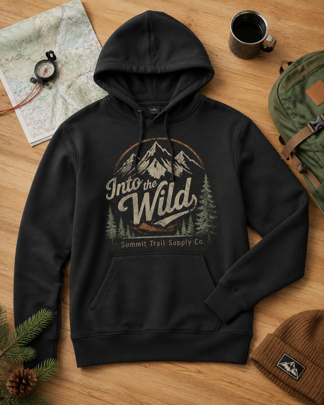 Into the Wild Summit Men's Hoodie-Black-4