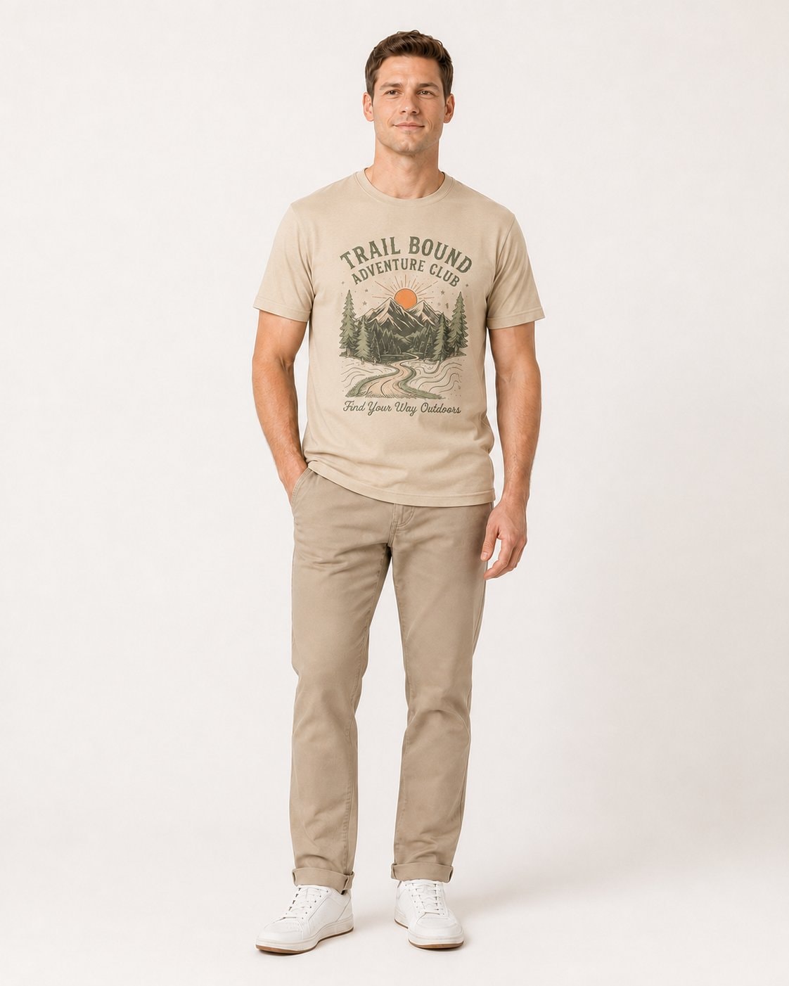 Trail Bound Adventure Club Unisex T-Shirt-Sand-1