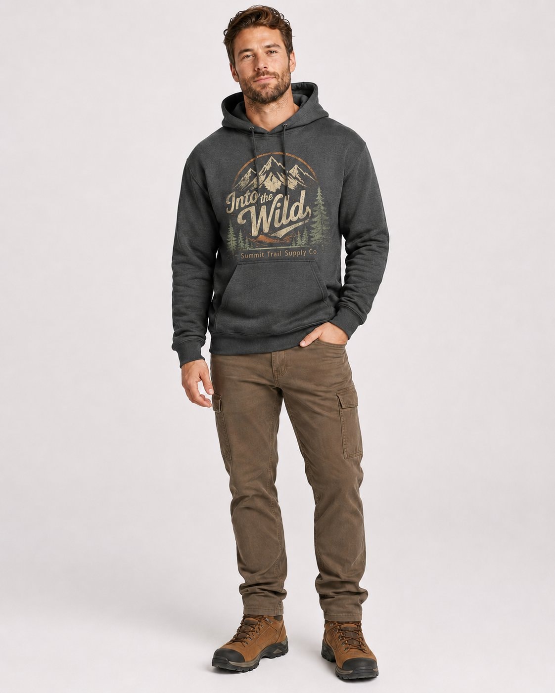 Into the Wild Summit Men's Hoodie-Charcoal-1