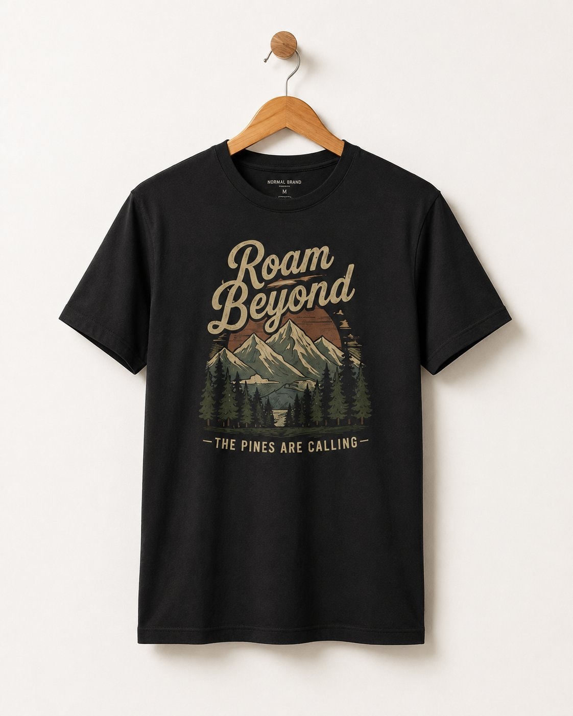 Roam Beyond the Pines Men's T-Shirt-Black-3