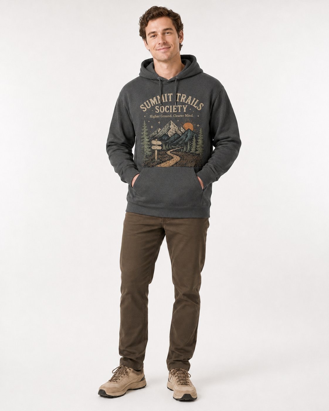 Summit Trails Society Unisex Hoodie-Charcoal-1