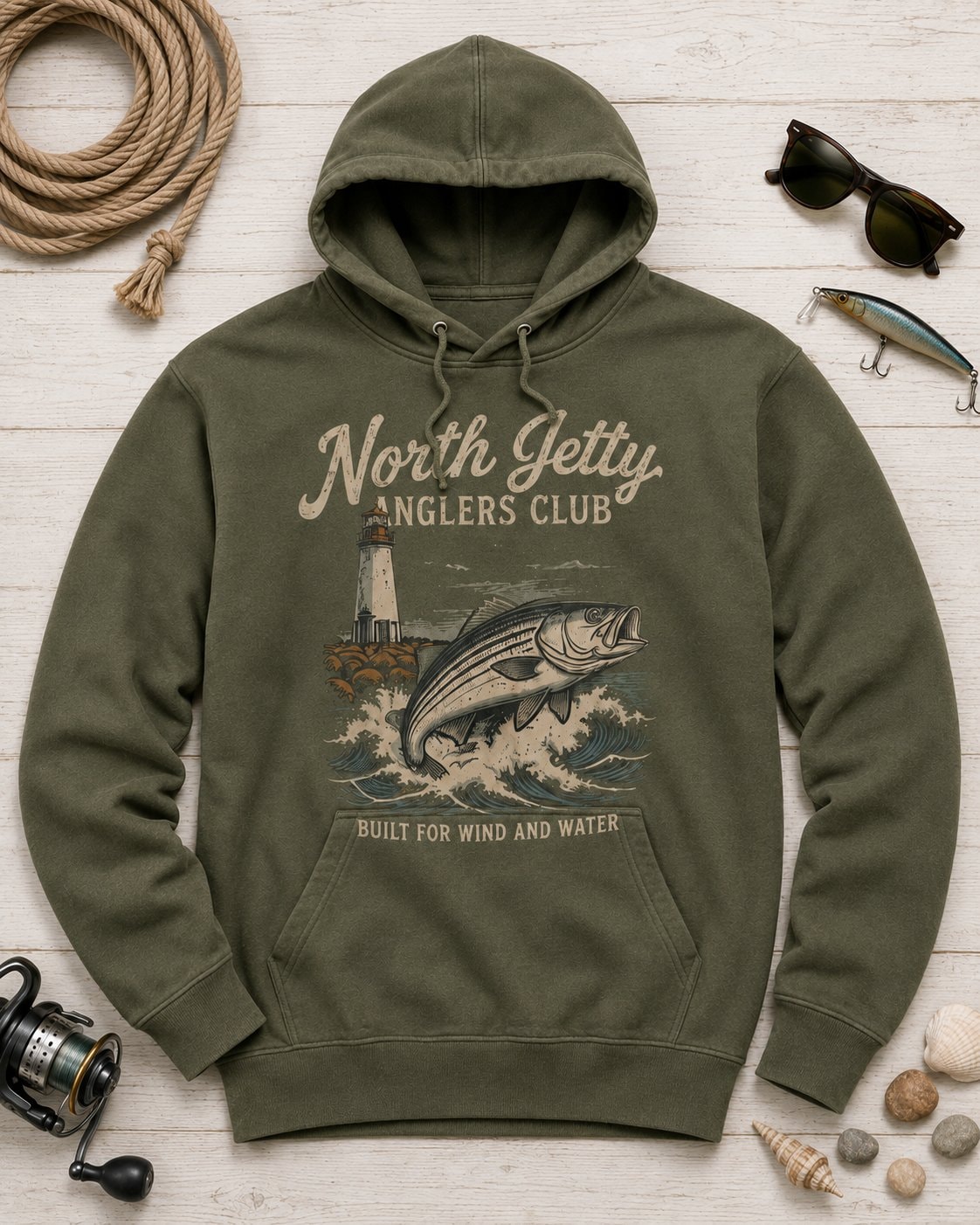 North Jetty Anglers Club Men's Hoodie-Navy-1