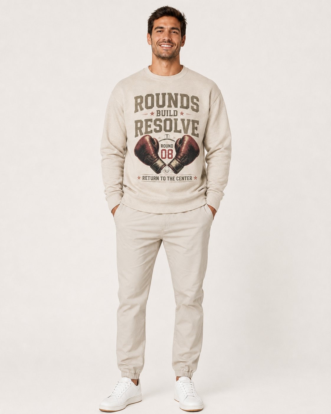 Rounds Build Resolve Men's Sweatshirt-Sand-1