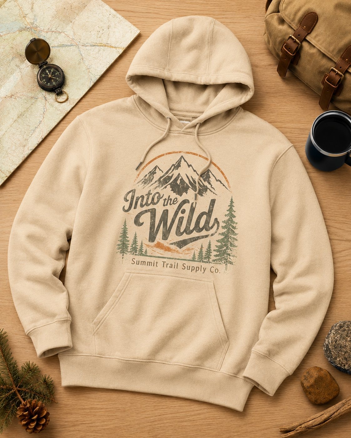 Into the Wild Summit Men's Hoodie-Sand-4