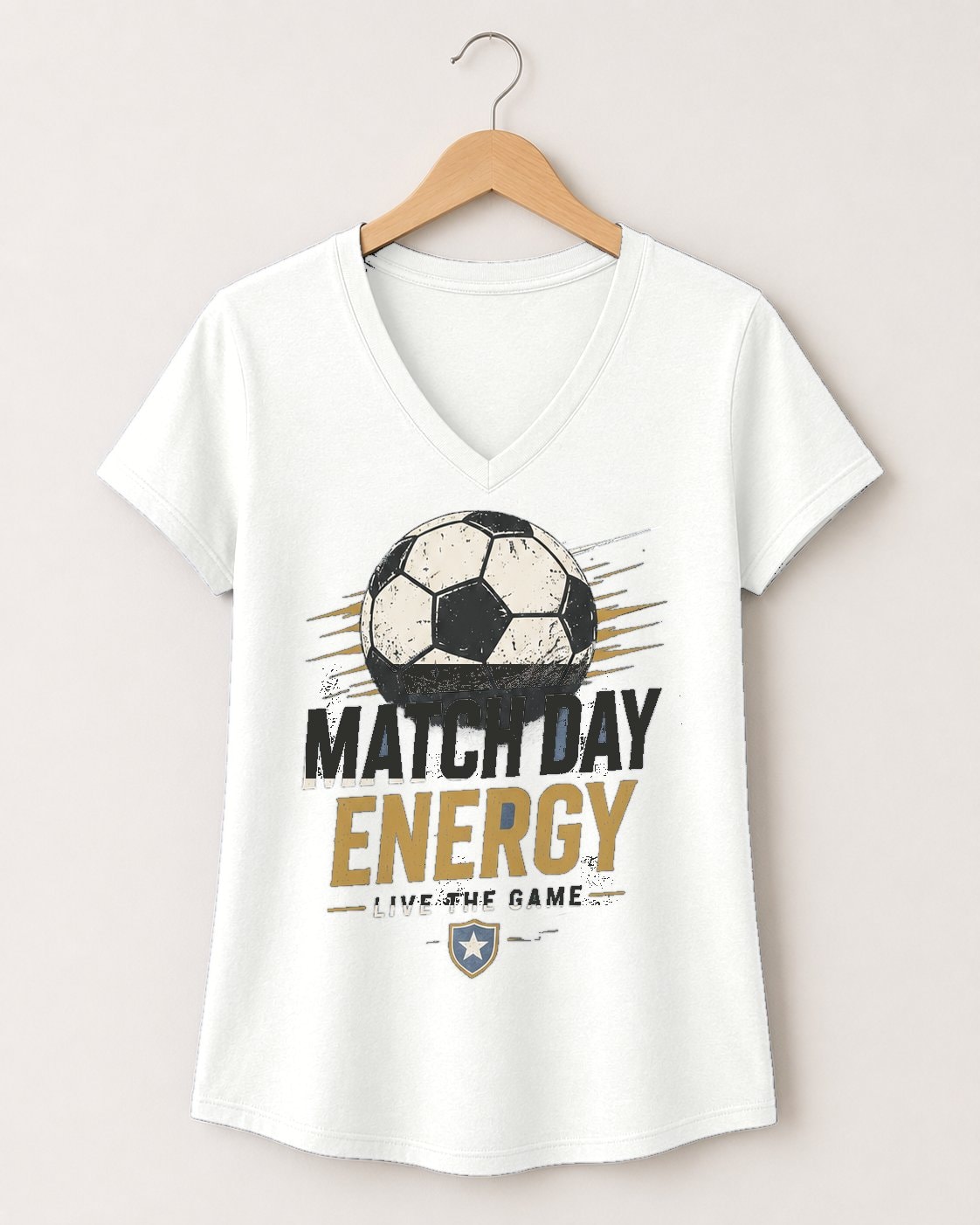 Match Day Energy Women's V-Neck T-Shirt-Sand-4