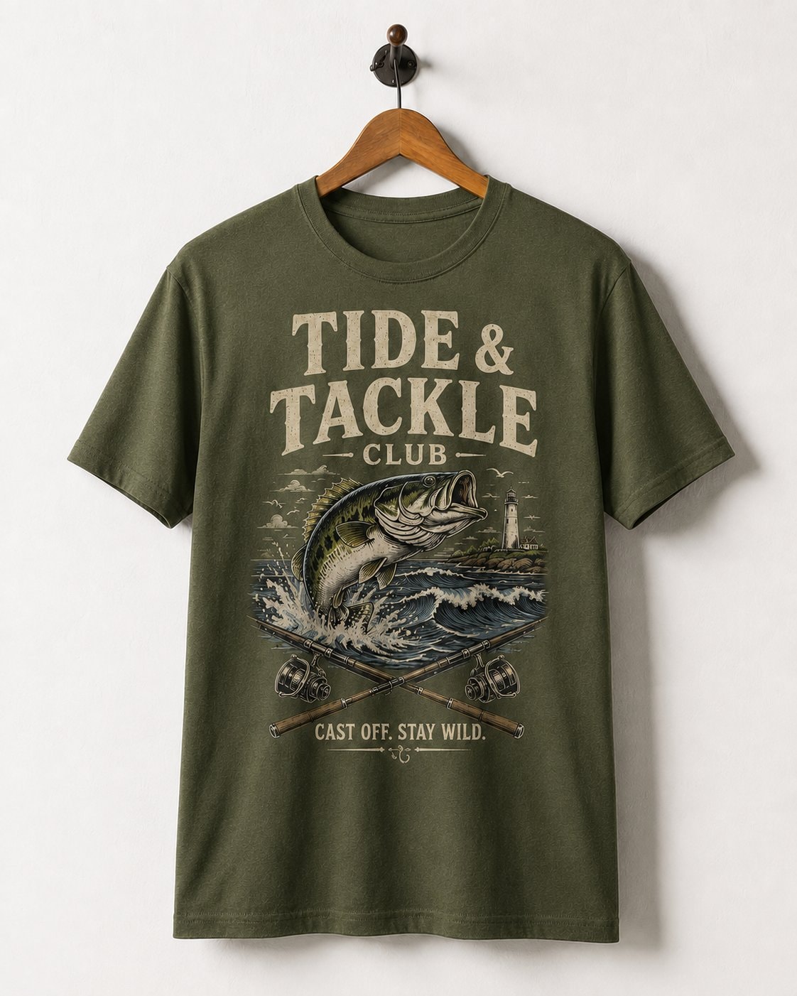 Tide & Tackle Club Men's T-Shirt-Military Green-3