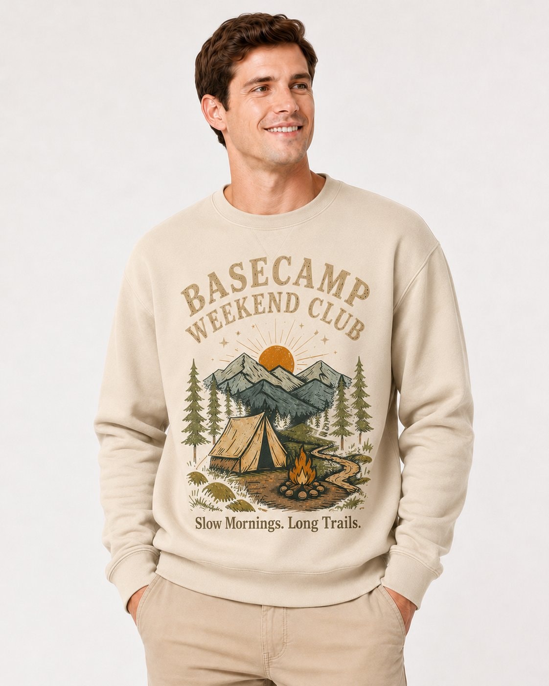 Basecamp Weekend Club Unisex Sweatshirt-Sand-2