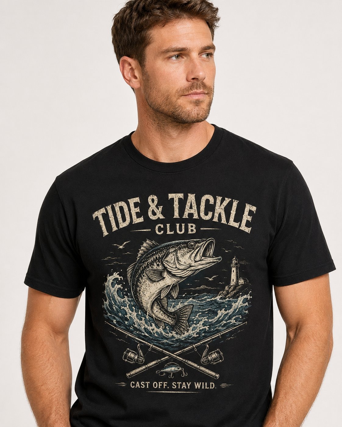 Tide & Tackle Club Men's T-Shirt-Black-2