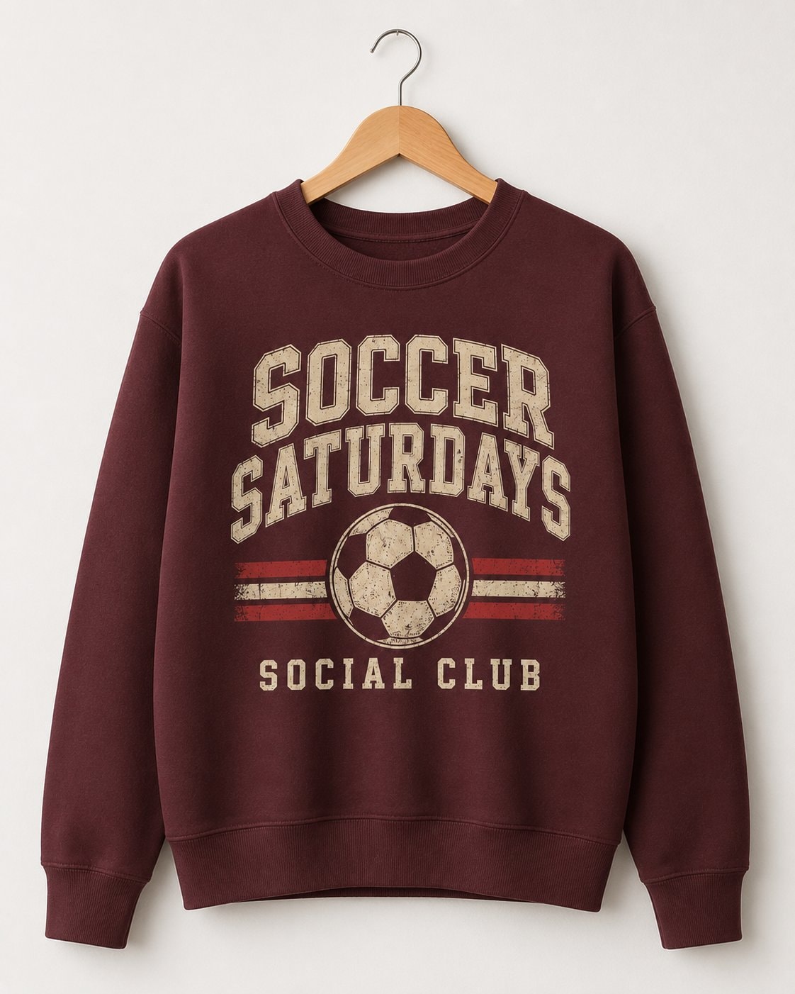 Soccer Saturdays Social Club Women's Sweatshirt-Maroon-3