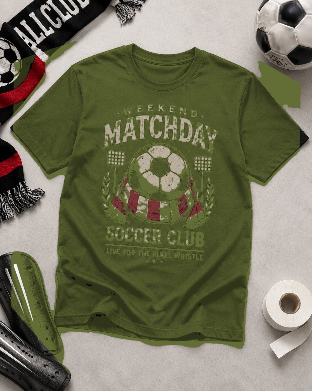 Weekend Matchday Soccer Club Men's T-Shirt-Military Green-2