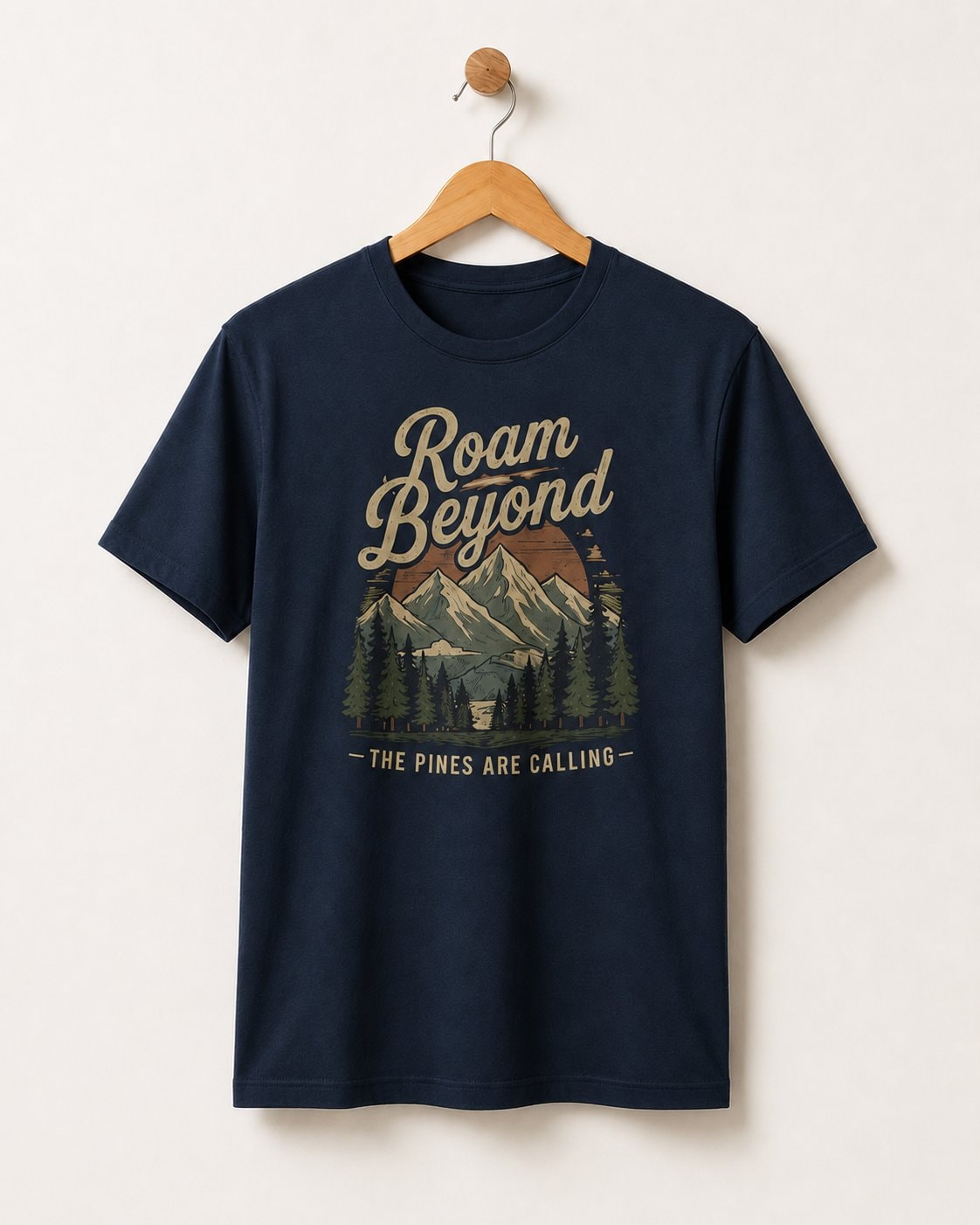 Roam Beyond the Pines Men's T-Shirt-Navy-3