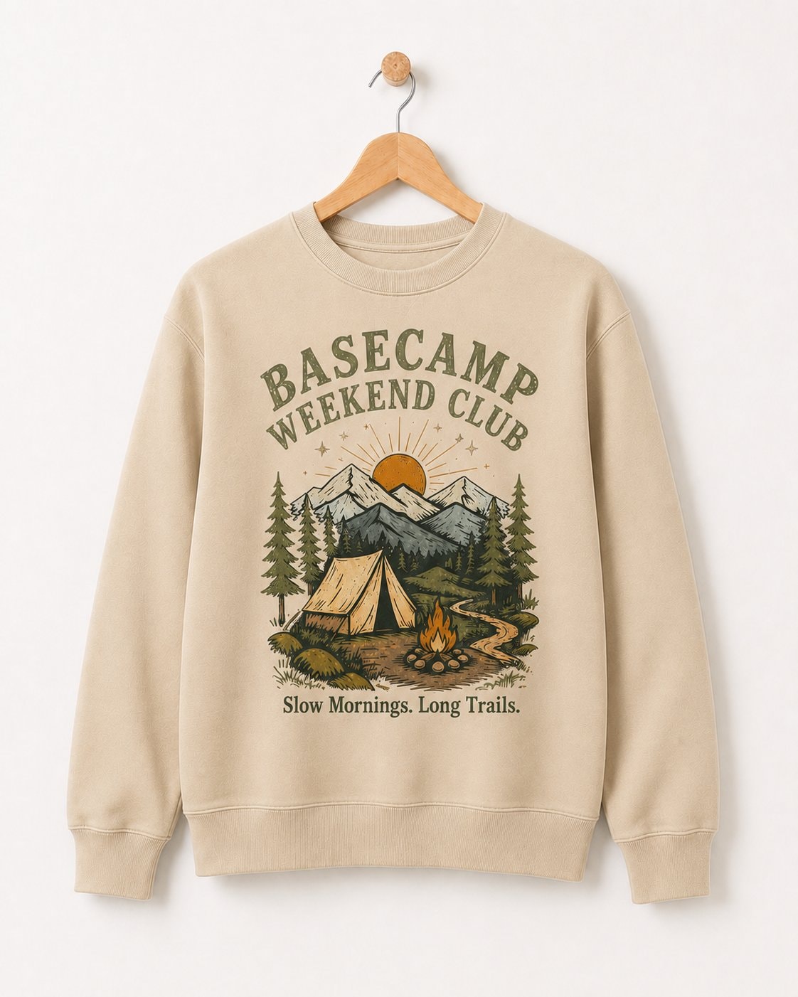 Basecamp Weekend Club Unisex Sweatshirt-Sand-3