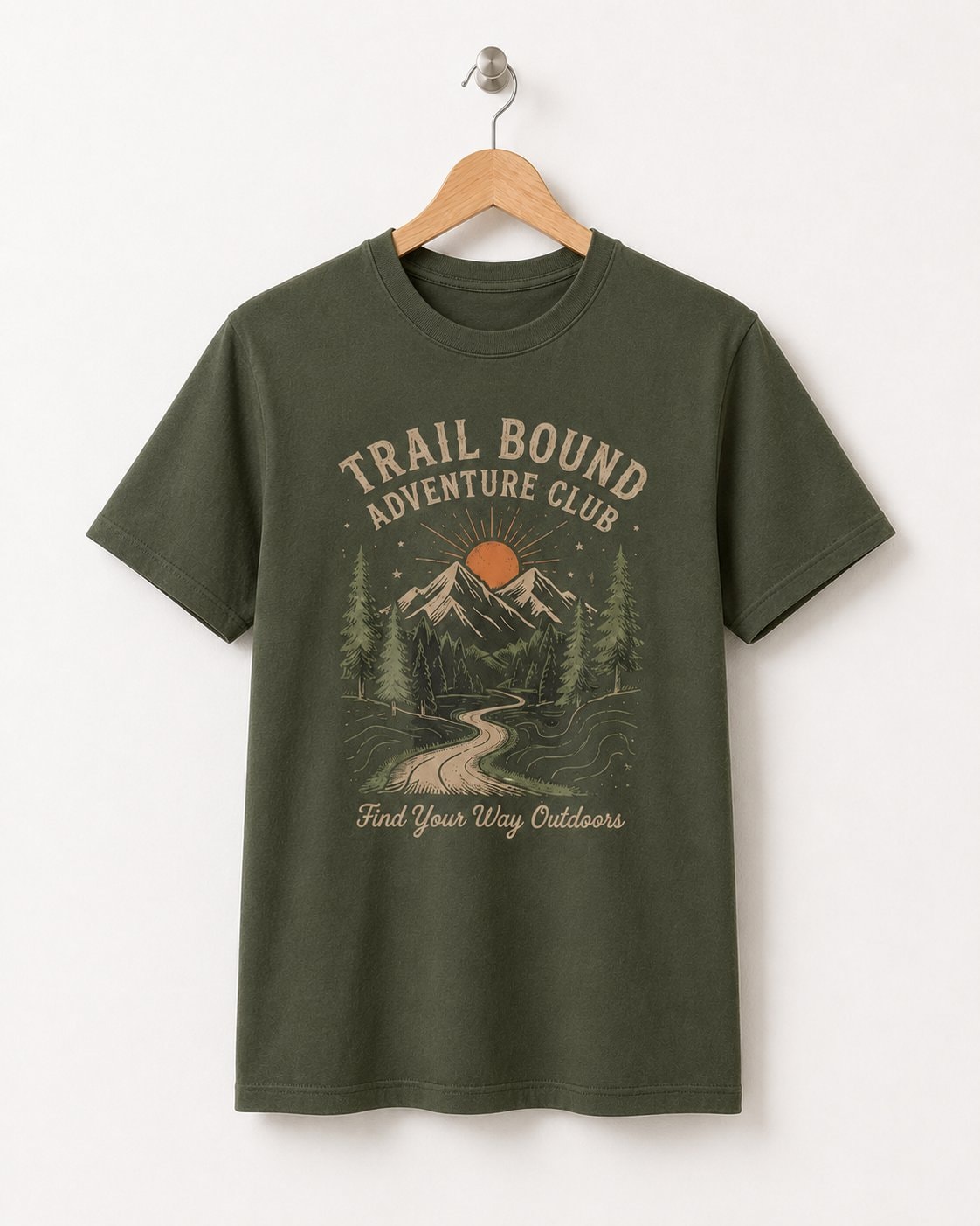 Trail Bound Adventure Club Unisex T-Shirt-Military Green-3