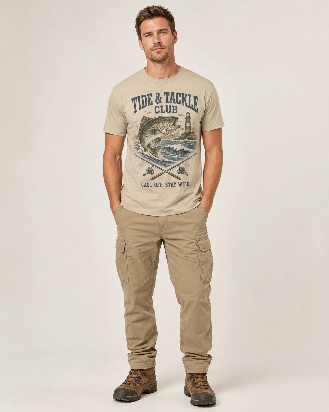 Tide & Tackle Club Men's T-Shirt-Sand-1