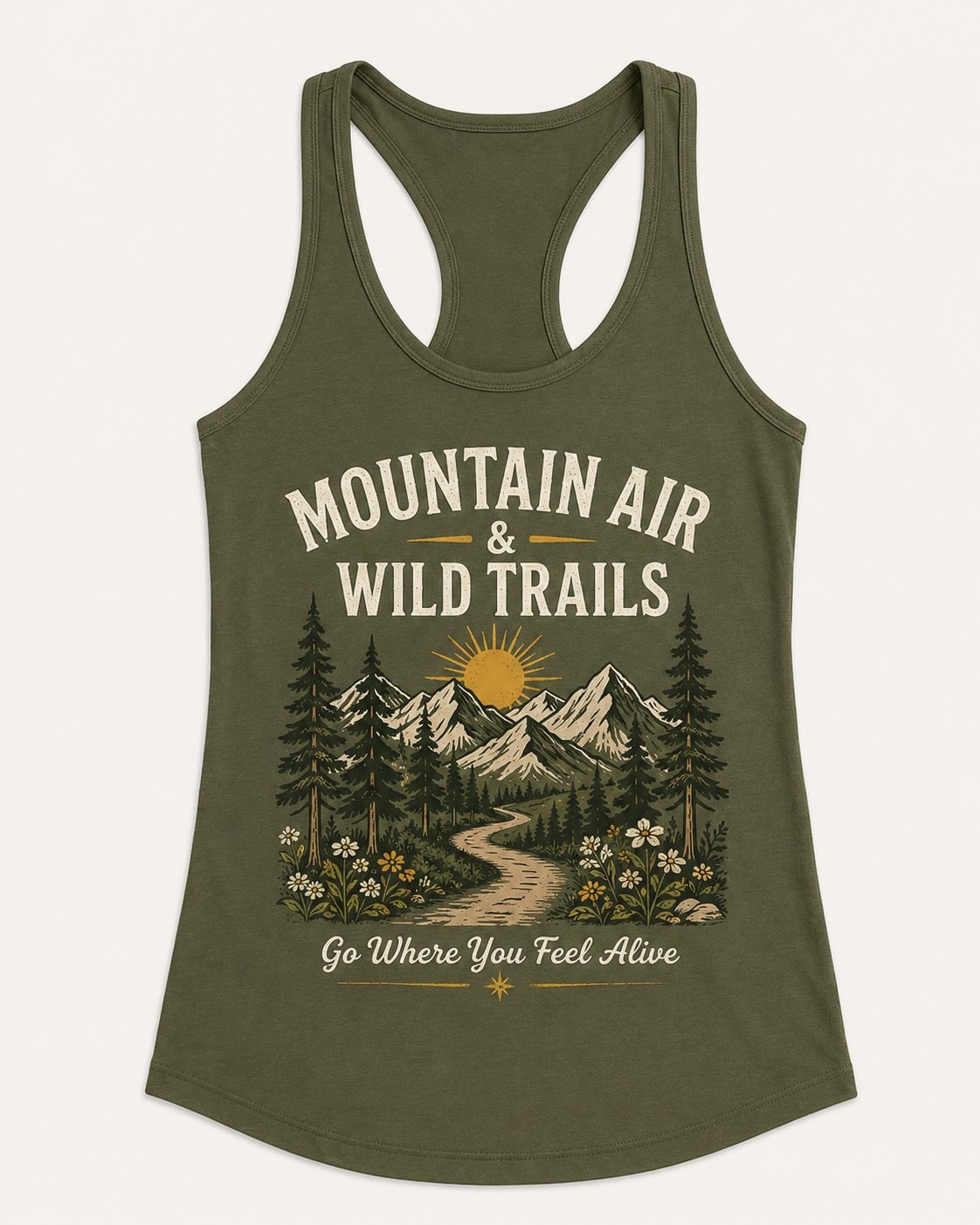 Mountain Air & Wild Trails Women's Tank Top-Military Green-3