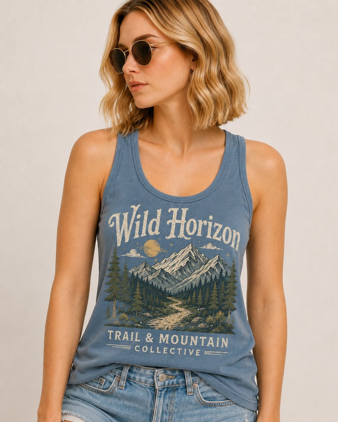 Wild Horizon Trail Women's Tank Top-Dusty Blue-1