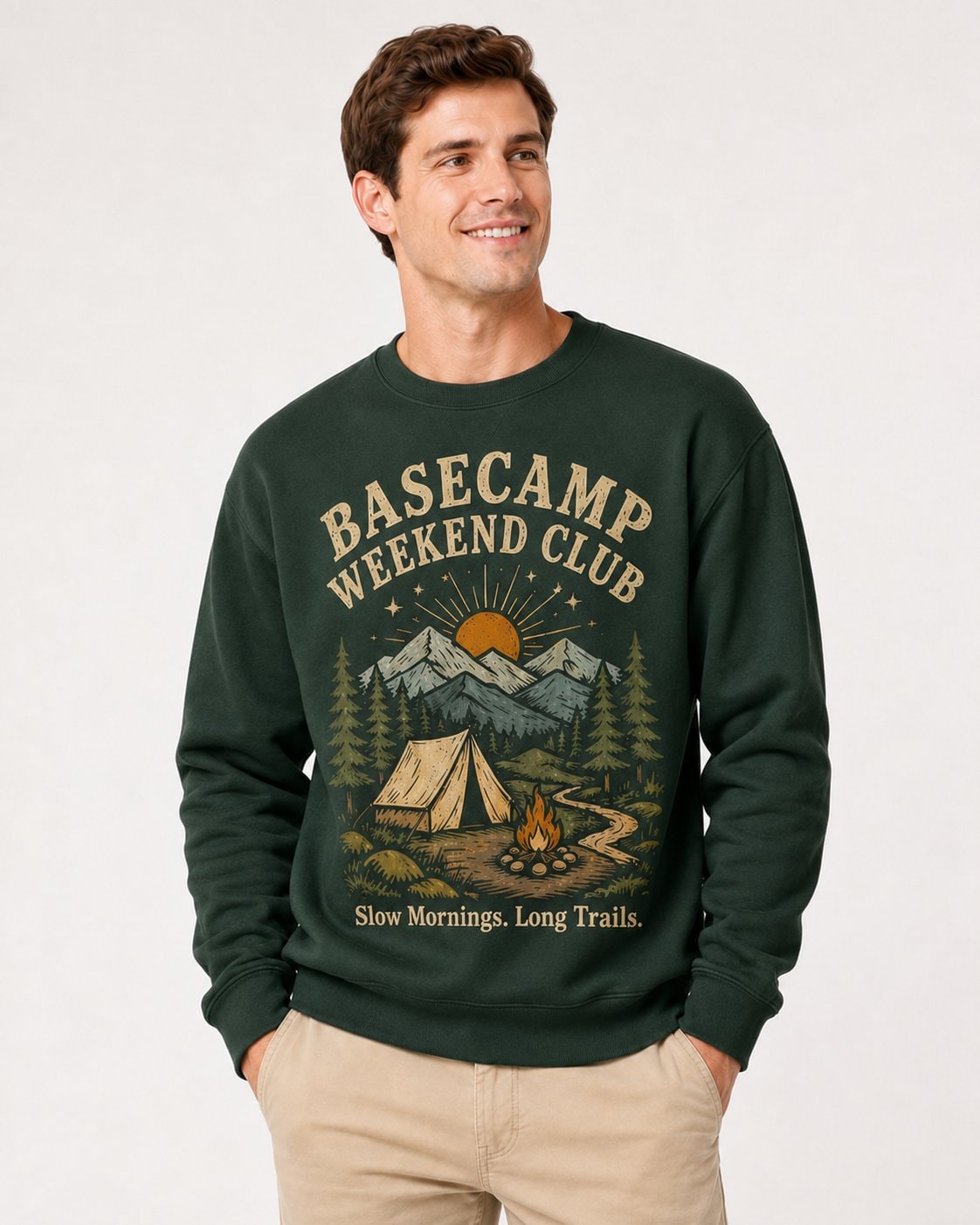 Basecamp Weekend Club Unisex Sweatshirt-Forest Green-2