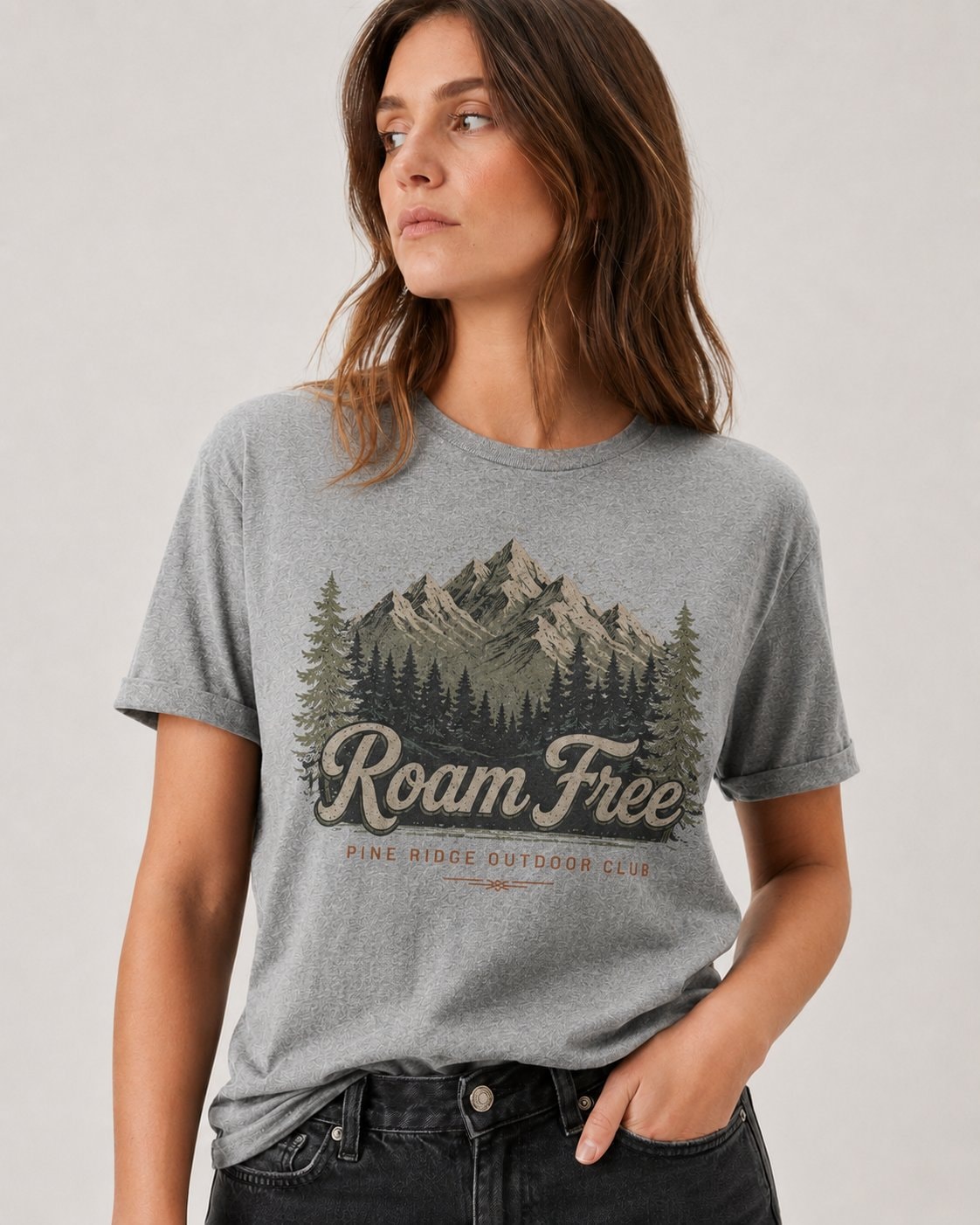 Roam Free Pine Ridge Women's T-Shirt-Heather Grey-1