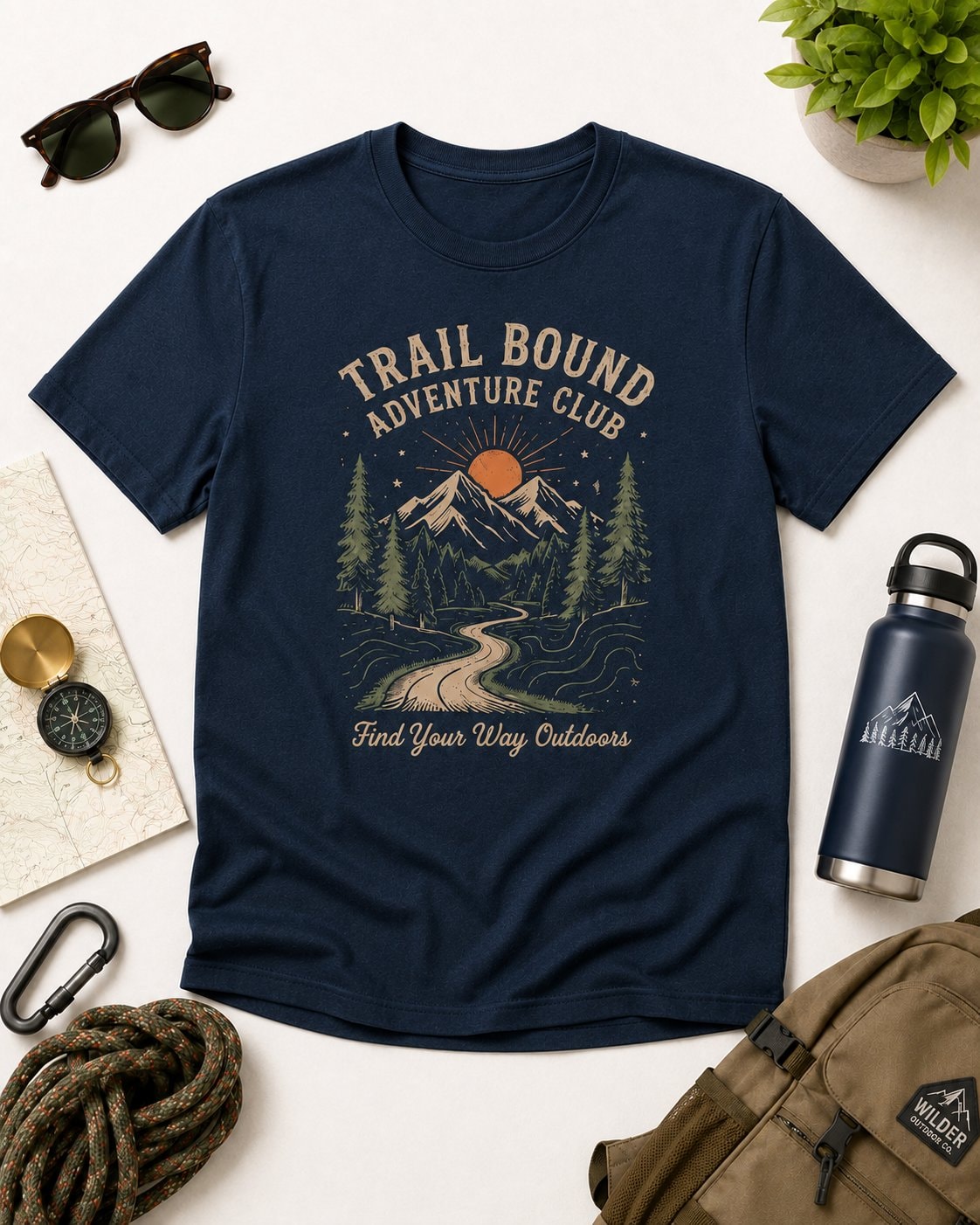 Trail Bound Adventure Club Unisex T-Shirt-Navy-4