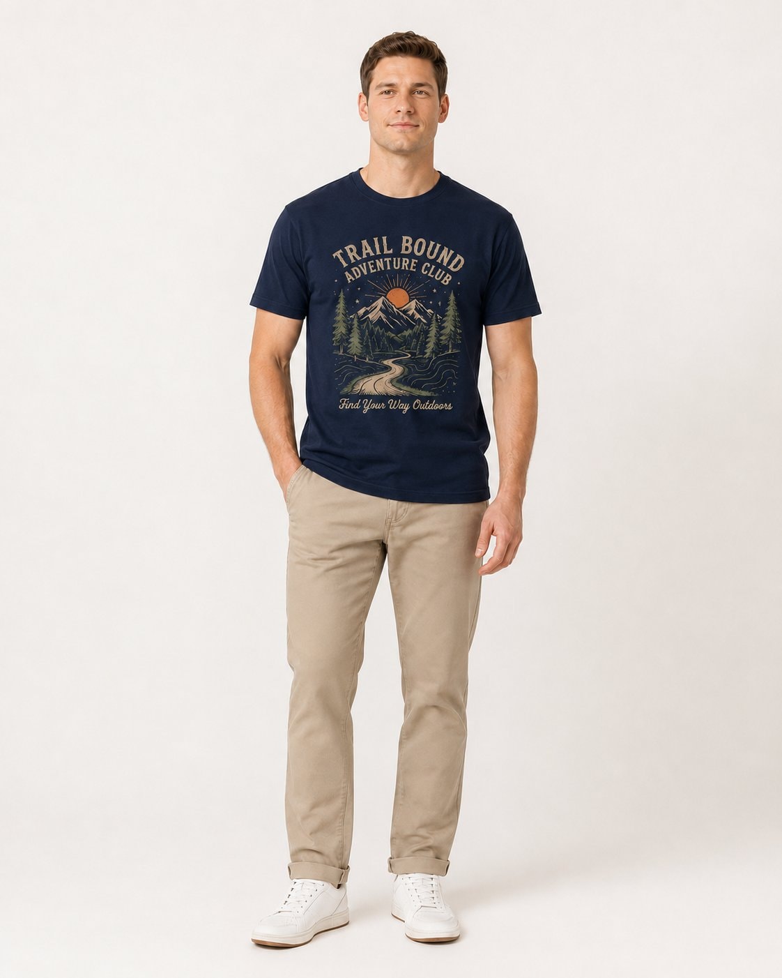 Trail Bound Adventure Club Unisex T-Shirt-Navy-1