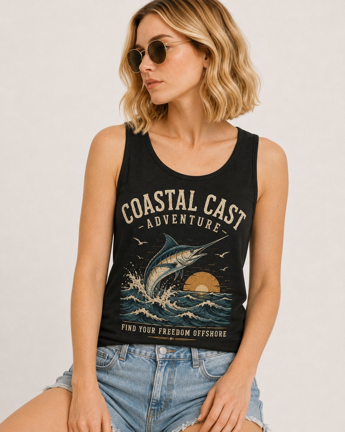 Coastal Cast Adventure Women's Tank Top-Black-1