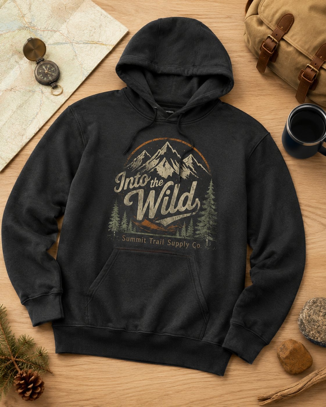 Into the Wild Summit Men's Hoodie-Charcoal-4