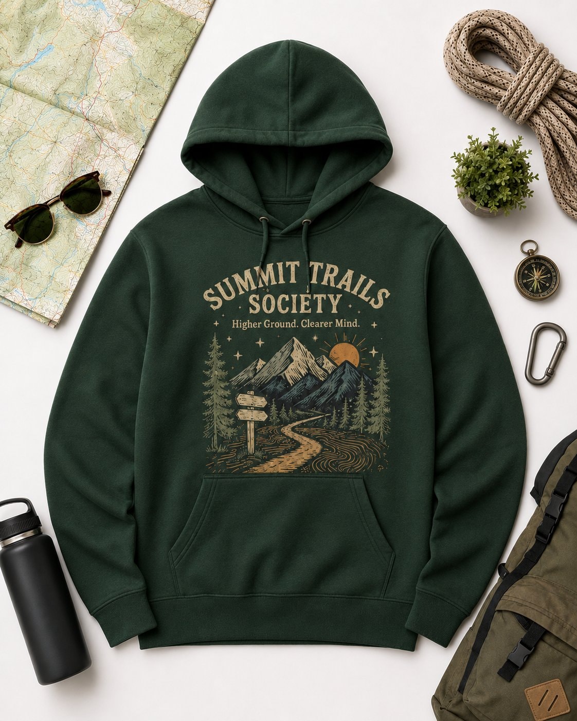 Summit Trails Society Unisex Hoodie-Forest Green-4