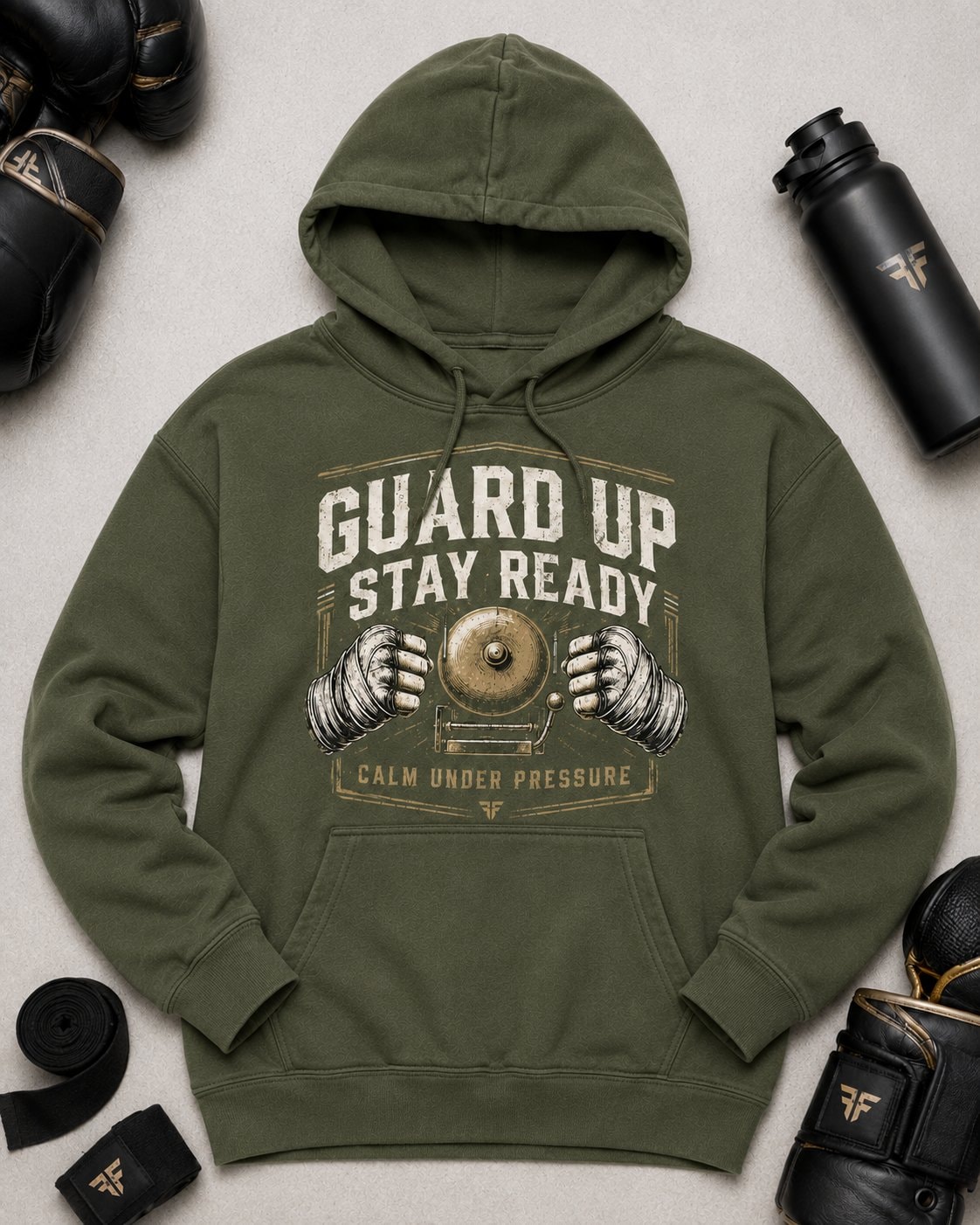 Guard Up Stay Ready Women's Hoodie-Military Green-4