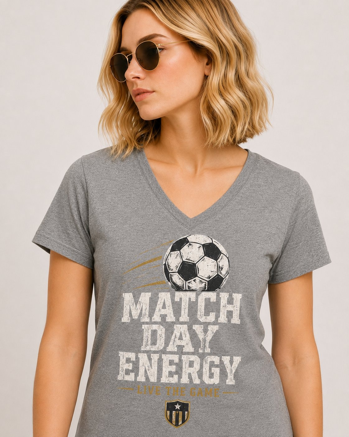 Match Day Energy Women's V-Neck T-Shirt-Heather Grey-1