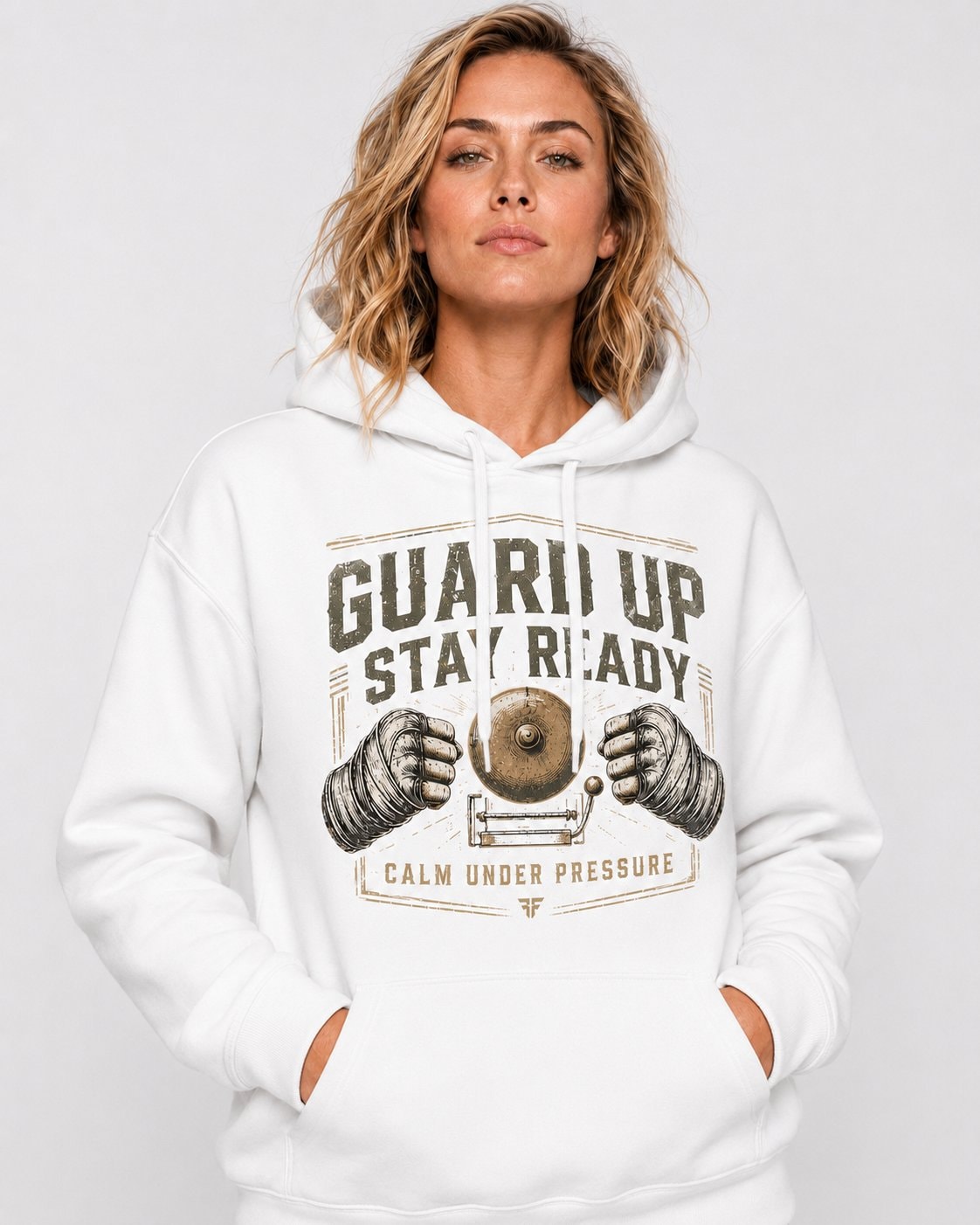 Guard Up Stay Ready Women's Hoodie-White-1