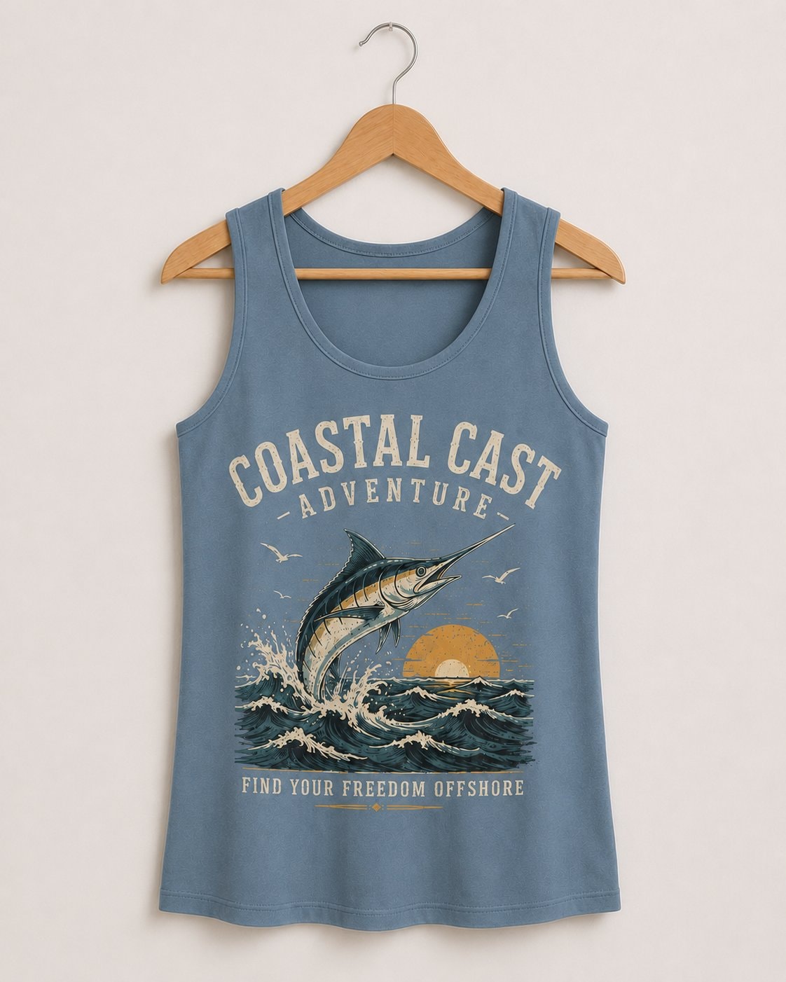 Coastal Cast Adventure Women's Tank Top-Dusty Blue-3