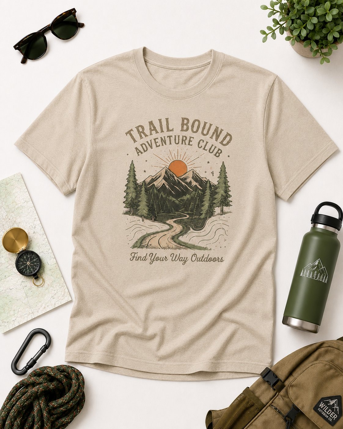 Trail Bound Adventure Club Unisex T-Shirt-Sand-4
