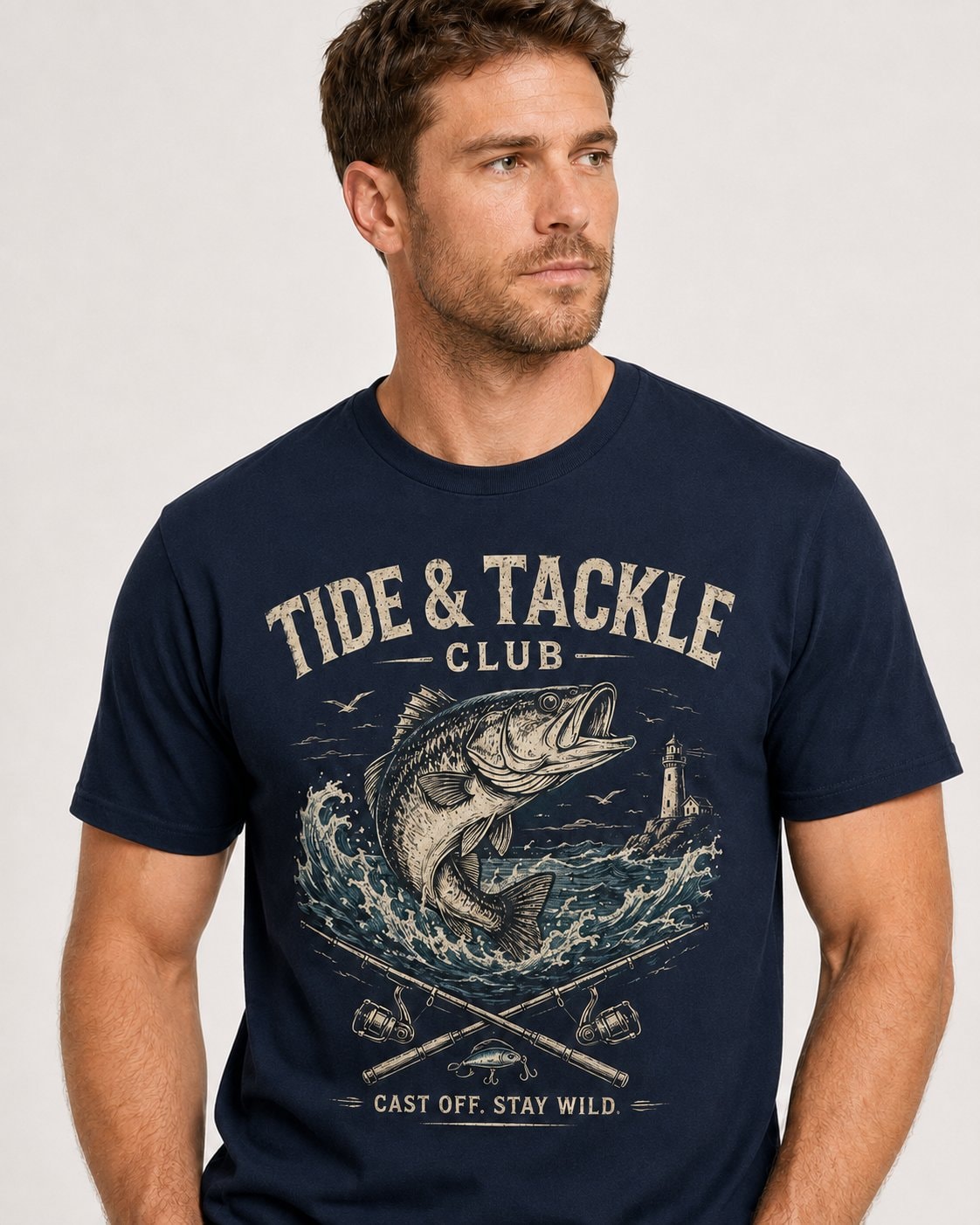Tide & Tackle Club Men's T-Shirt-Navy-2