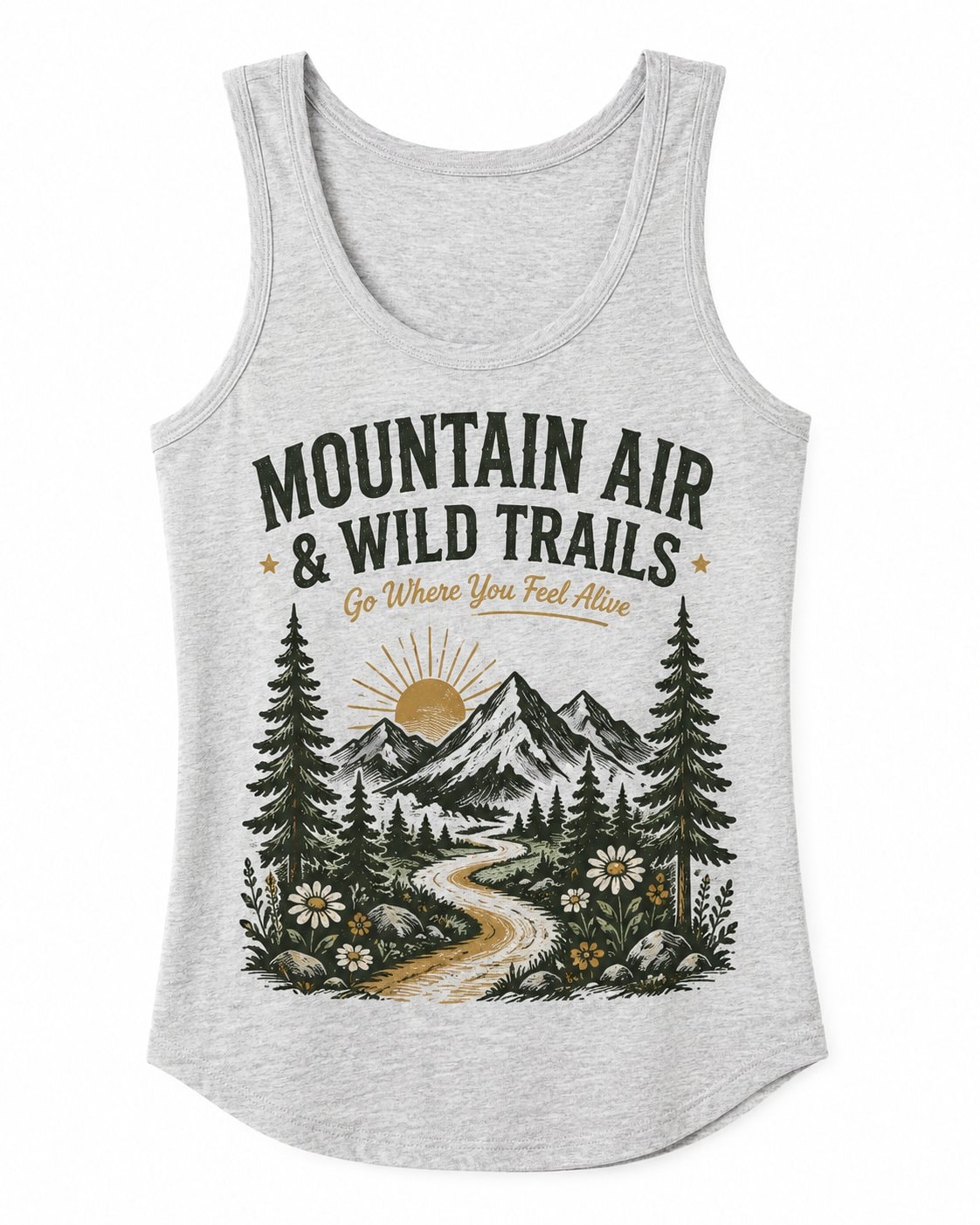 Mountain Air & Wild Trails Women's Tank Top-Heather Grey-3