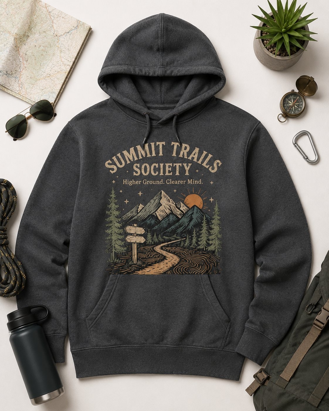 Summit Trails Society Unisex Hoodie-Charcoal-4