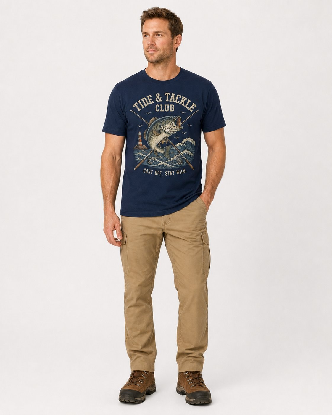 Tide & Tackle Club Men's T-Shirt-Navy-1