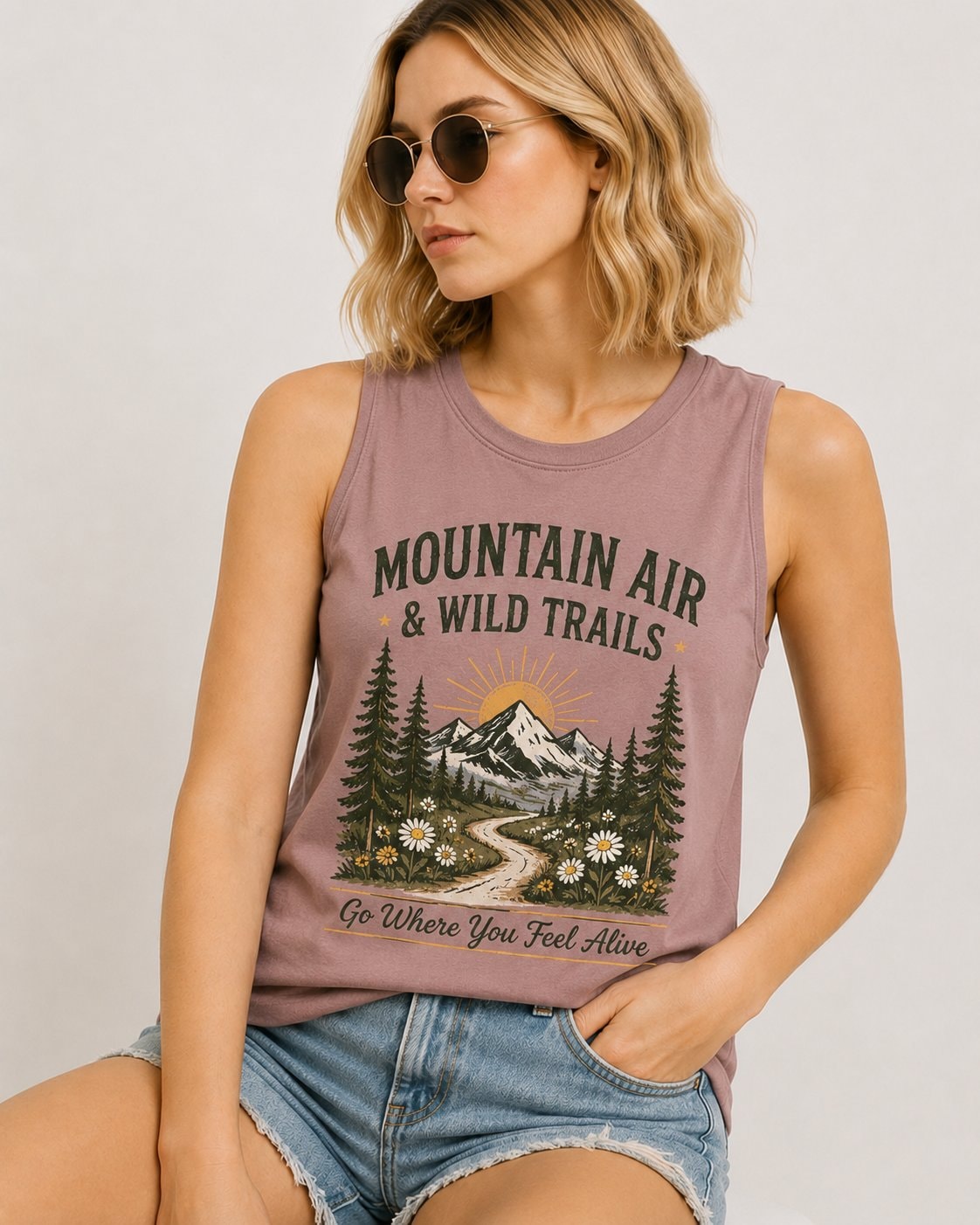 Mountain Air & Wild Trails Women's Tank Top-Mauve-1