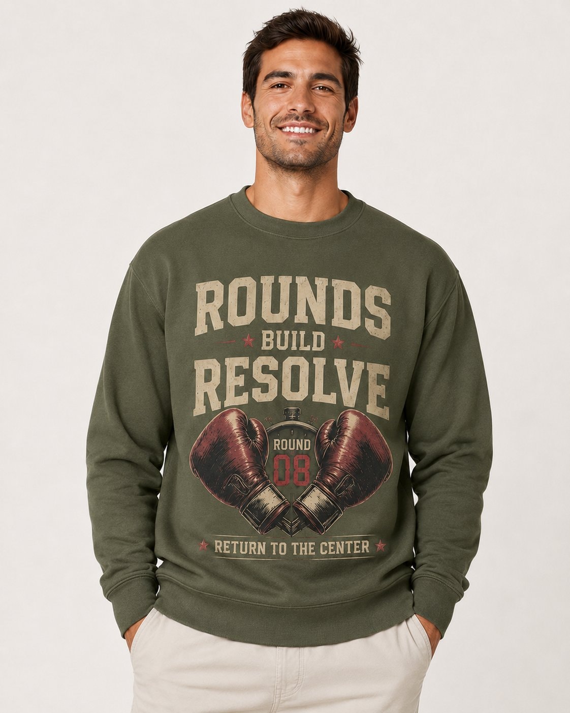 Rounds Build Resolve Men's Sweatshirt-Military Green-2
