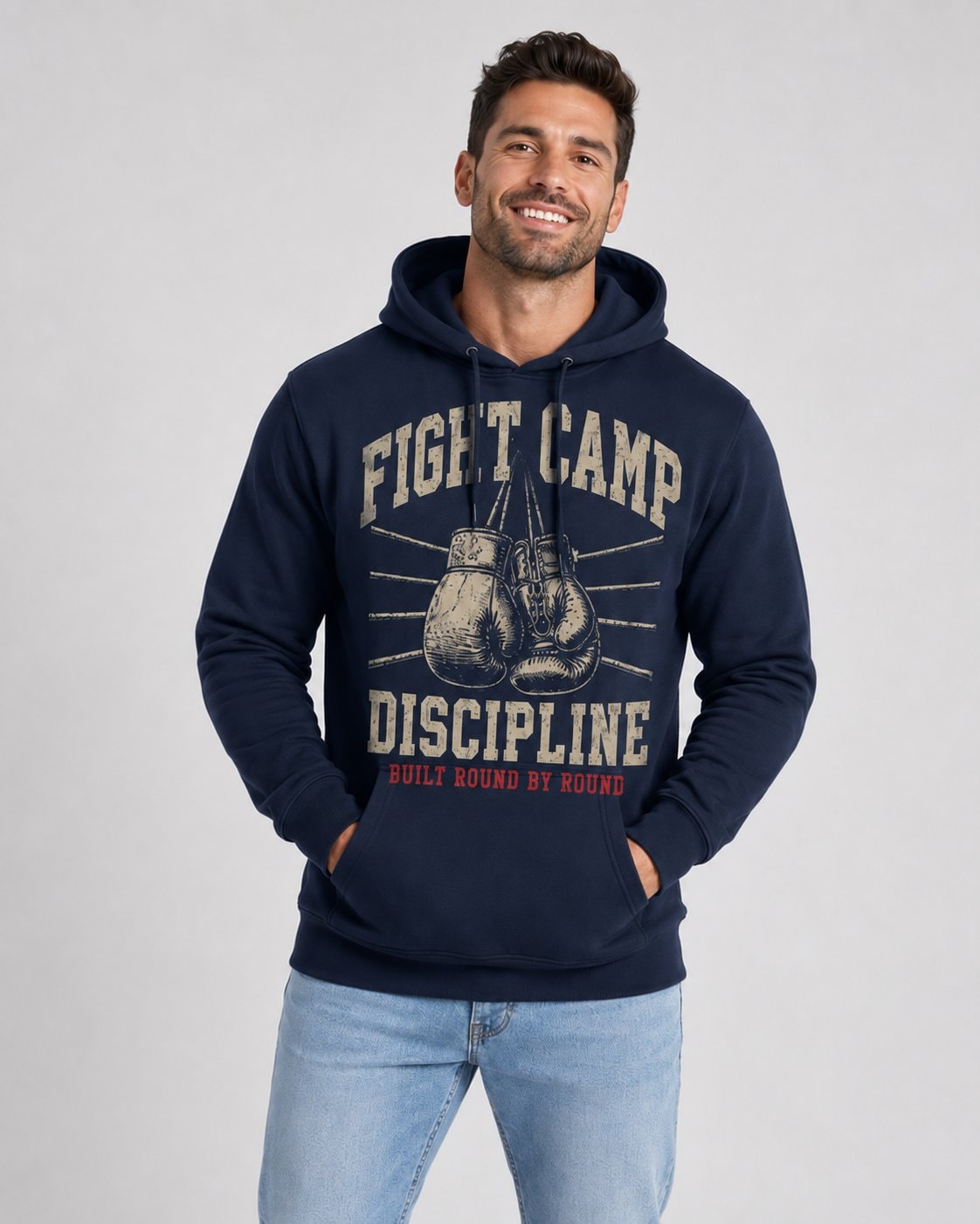 Fight Camp Discipline Men's Hoodie-Navy-2