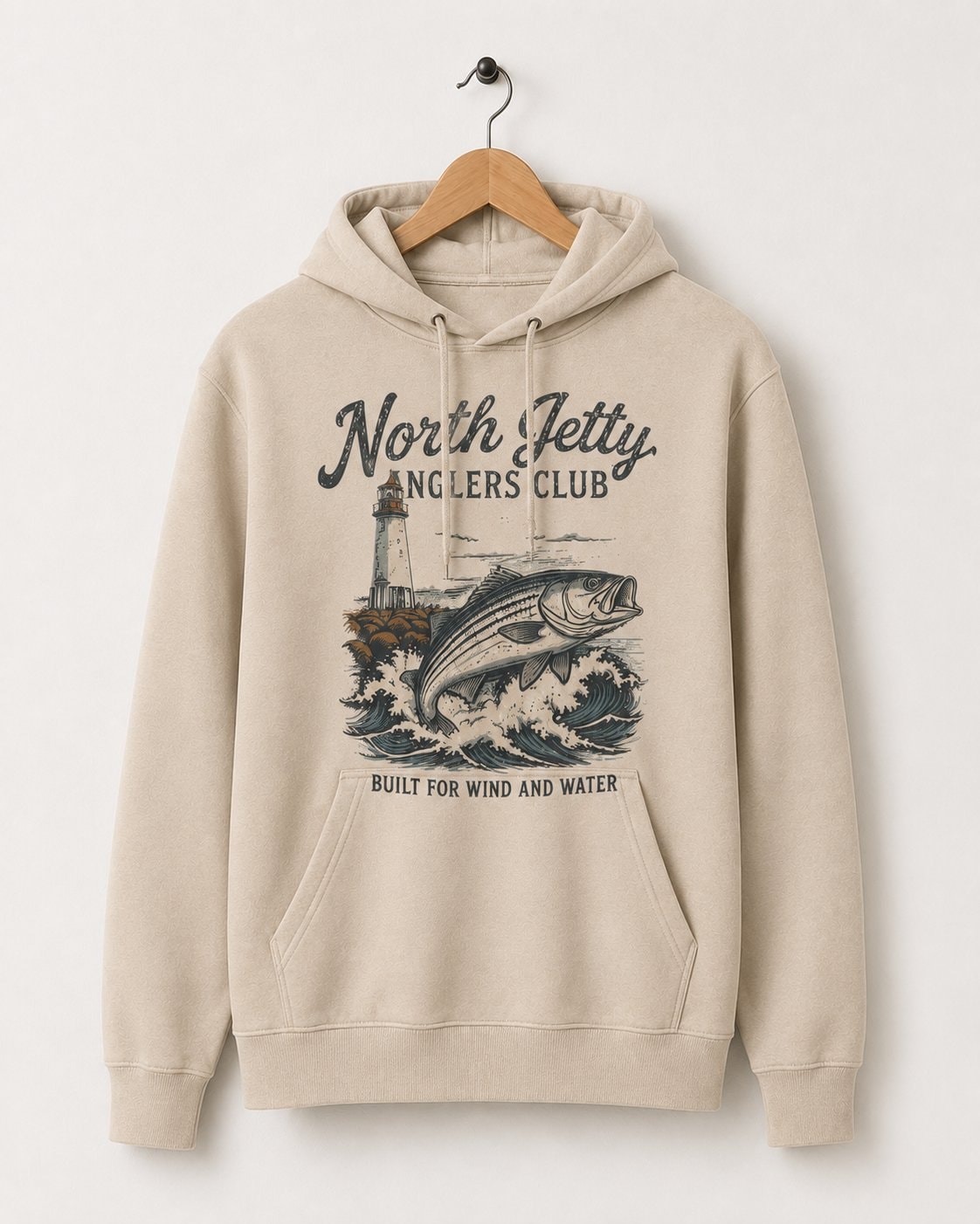 North Jetty Anglers Club Men's Hoodie-Sand-3