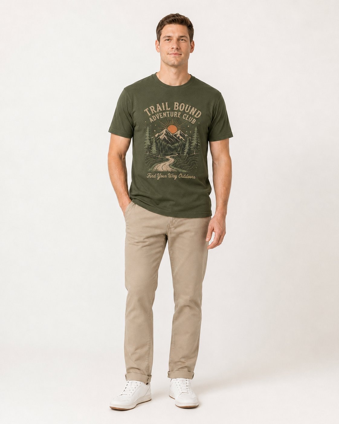 Trail Bound Adventure Club Unisex T-Shirt-Military Green-1