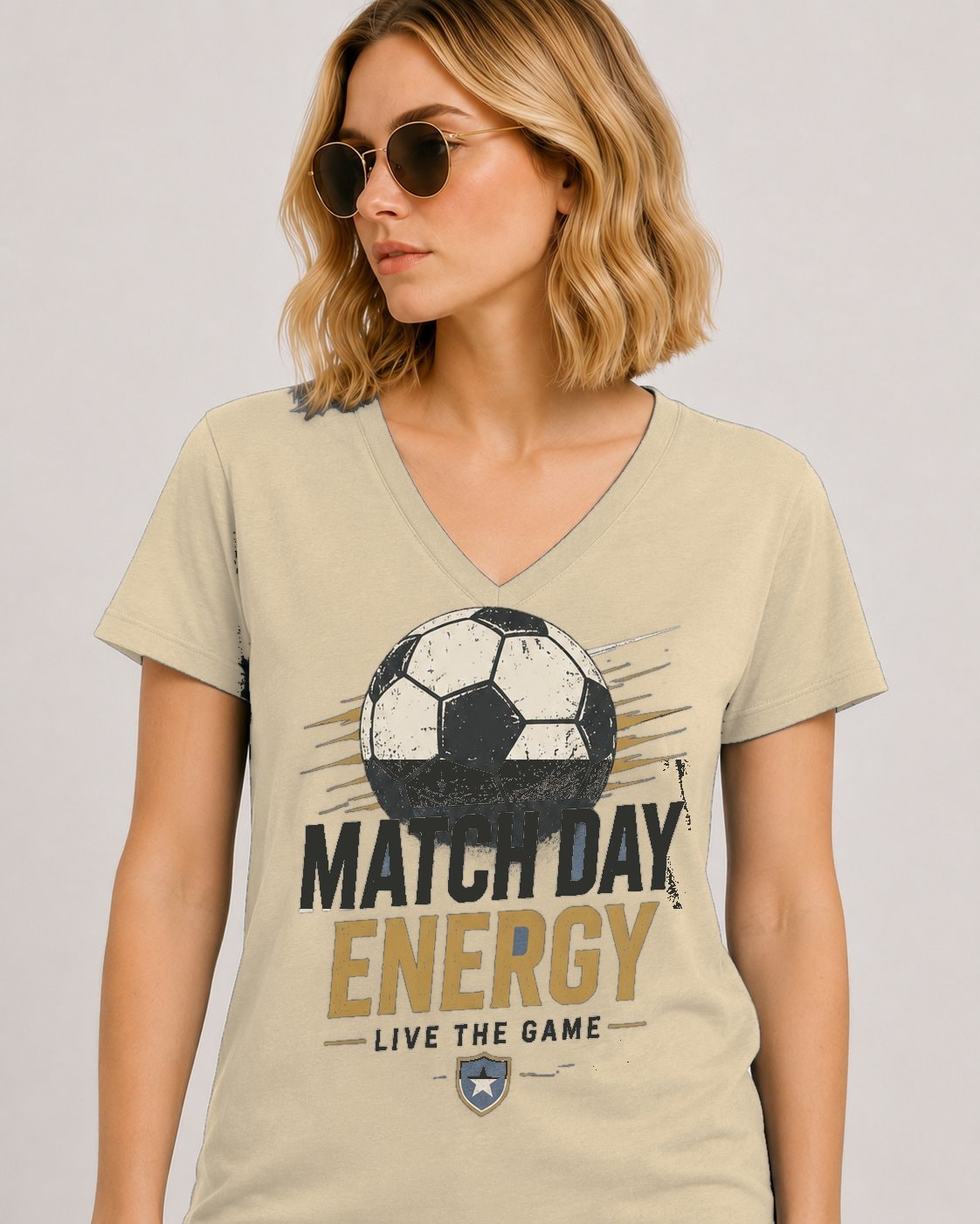 Match Day Energy Women's V-Neck T-Shirt-White-4