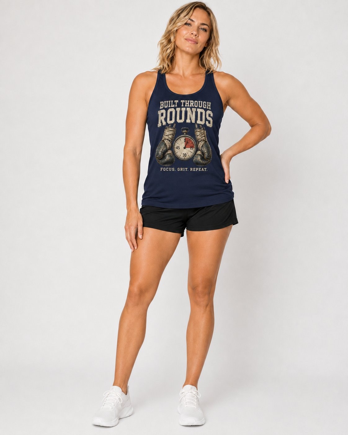 Built Through Rounds Women's Tank Top-Navy-2