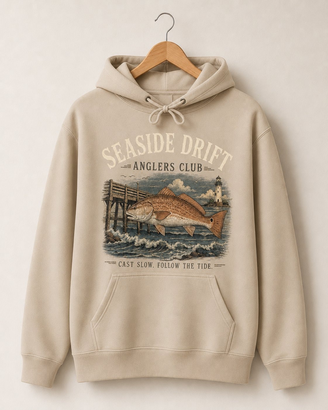 Seaside Drift Anglers Club Women's Hoodie-Sand-3