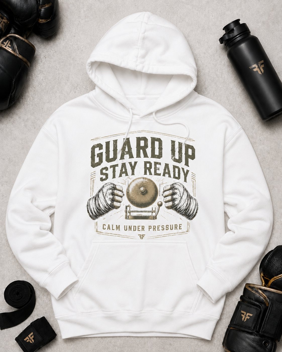 Guard Up Stay Ready Women's Hoodie-White-4