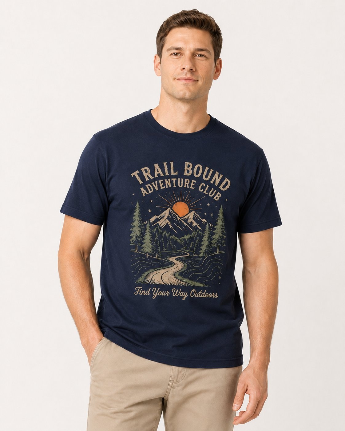 Trail Bound Adventure Club Unisex T-Shirt-Navy-2