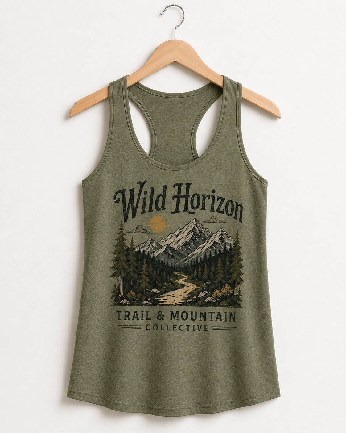 Wild Horizon Trail Women's Tank Top-Military Green-3